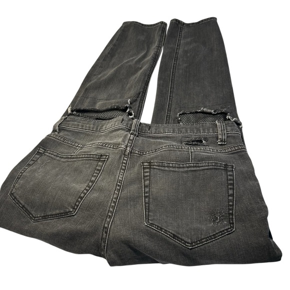 Free People Distressed Skinny Ankle Jeans Black Button Fly Jeans Sz 27 - Picture 5 of 13